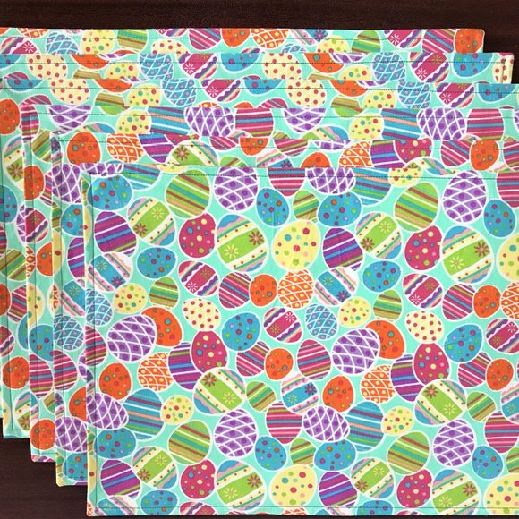 EASTER Placemats Reversible COLORFUL EGGS Placemats Dining Accent Set of 6 - Picture 3 of 5